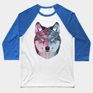 Colourful Geometric Wolf Pattern Baseball T-Shirt